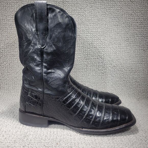 Tecovas The William Men\'s US Size 15D Midnight Caiman Cowboy Boots